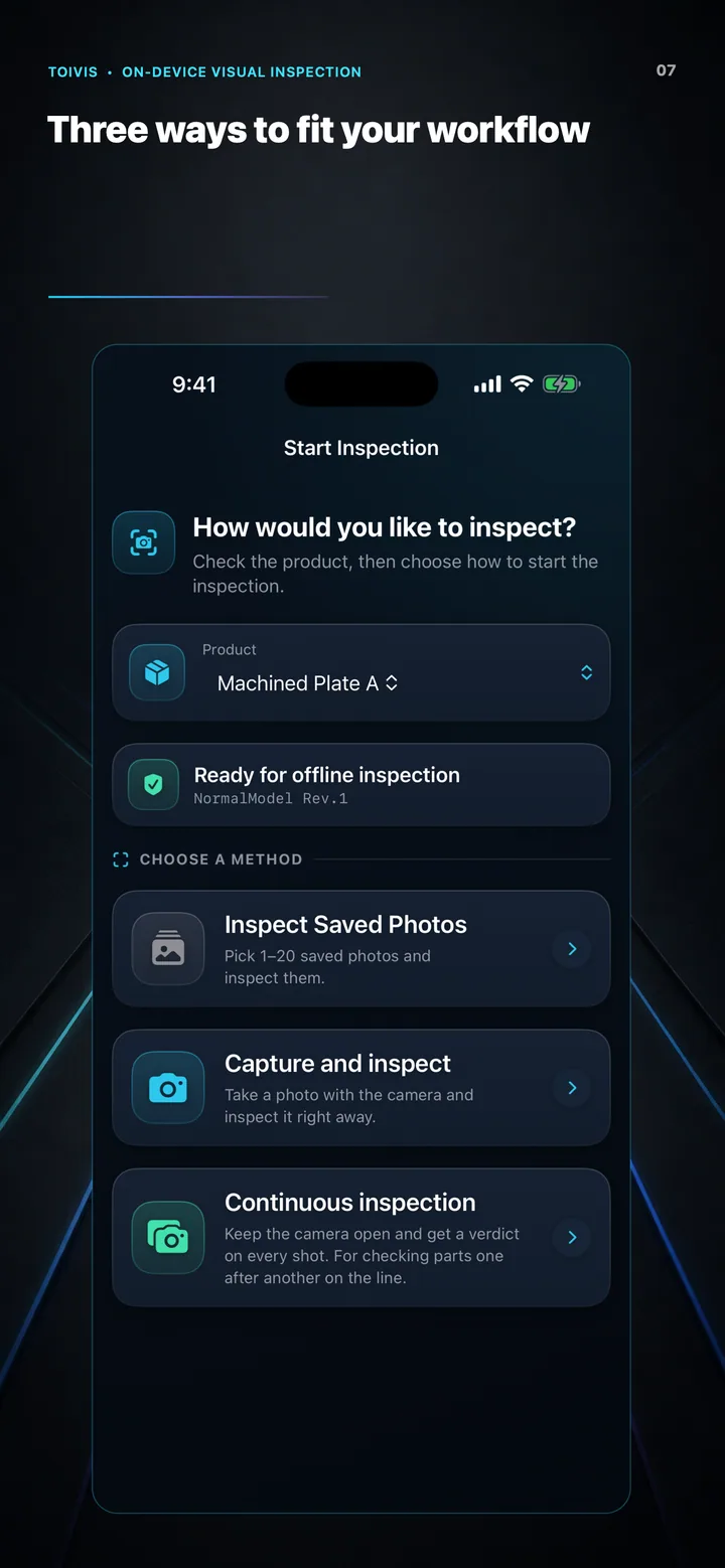 Saved image, single capture, and continuous capture options